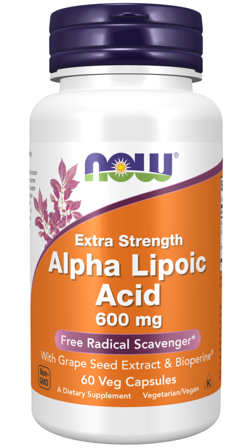 NOW  Alpha Lipoic Acid, Extra Strength 600 mg 60 Veg Capsules