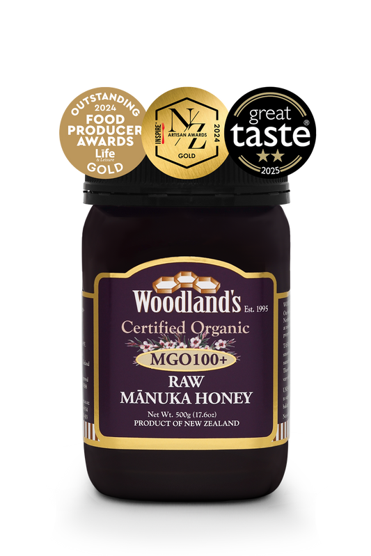 Woodland’s Certified Organic Raw Manuka Honey MGO100+ 500g