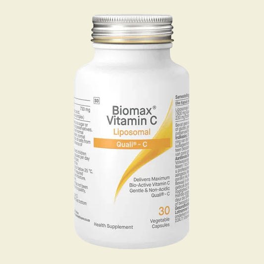 Biomax Vitamin C Liposomal supplement bottle on a white background
