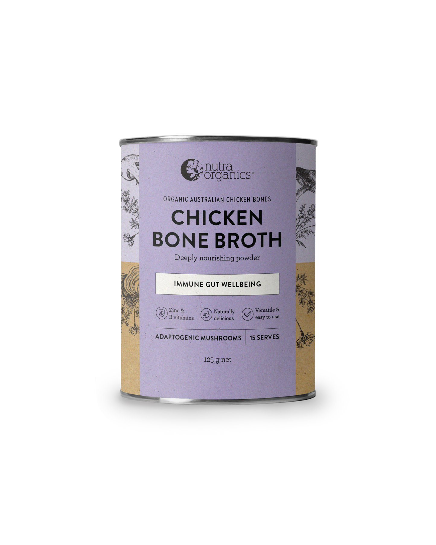 Nutra Organics Chicken Bone Broth | Adaptogenic Mushrooms | 125g