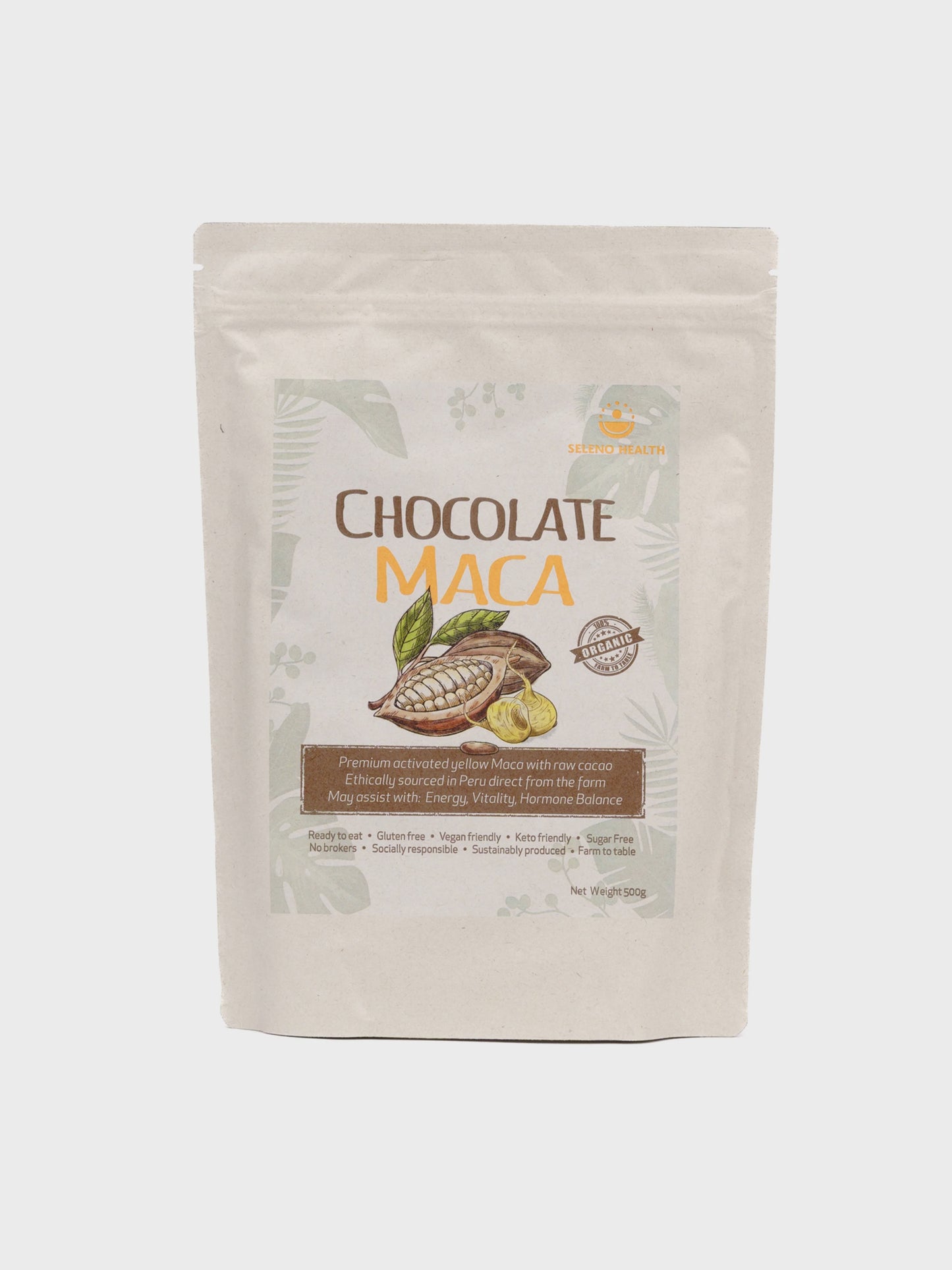 Seleno Health Maca Experts Organic Activated Chocolate Maca Powder | 125g